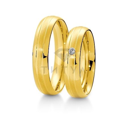 Т-28070 золотые парные обручальные кольца (ширина 5 мм.) (цена за пару)
