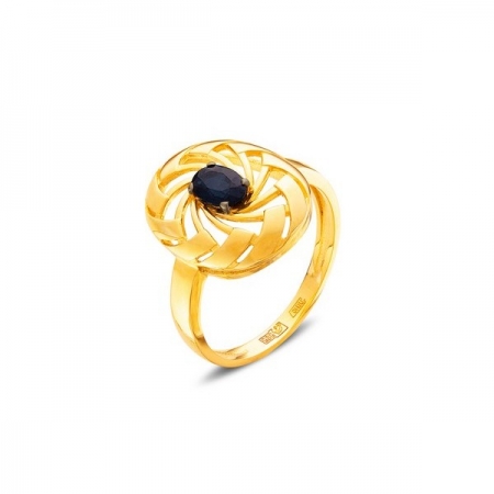 Кольцо из жёлтого золота 585 пробы с сапфиром