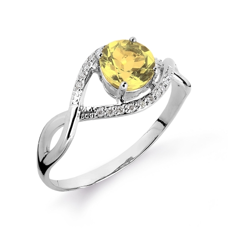 Женское кольцо из белого золота с цитрином и бриллиантом