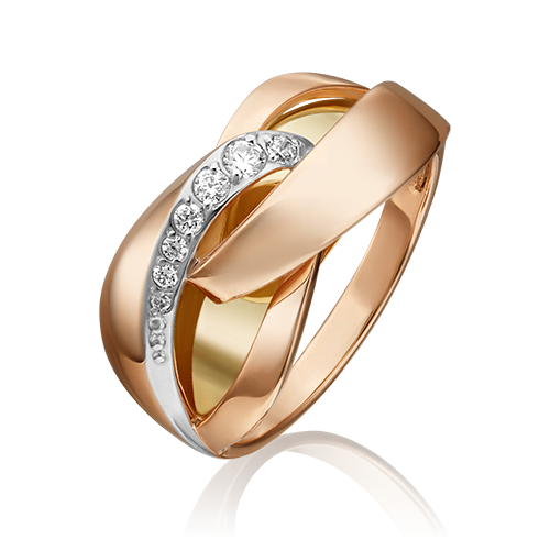 Кольцо из комбинированного золота с фианитом