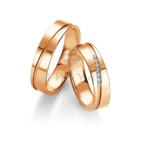 Т-28400 золотые парные обручальные кольца (ширина 5 мм.) (цена за пару)