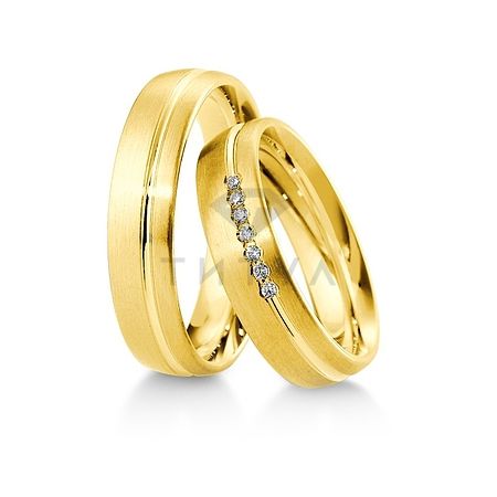 Т-28668 золотые парные обручальные кольца (ширина 5 мм.) (цена за пару)
