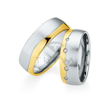 Т-28733 золотые парные обручальные кольца (ширина 7 мм.) (цена за пару)