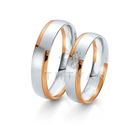 Т-28429 золотые парные обручальные кольца (ширина 5 мм.) (цена за пару)