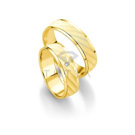 Т-27413 золотые парные обручальные кольца (ширина 6 мм.) (цена за пару)