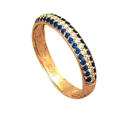 Золотое кольцо с сапфирами, бриллиантами
