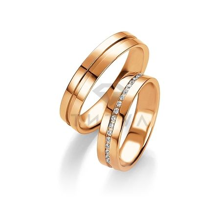 Т-28672 золотые парные обручальные кольца (ширина 5 мм.) (цена за пару)