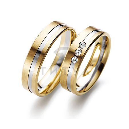 Т-28116 золотые парные обручальные кольца (ширина 5 мм.) (цена за пару)