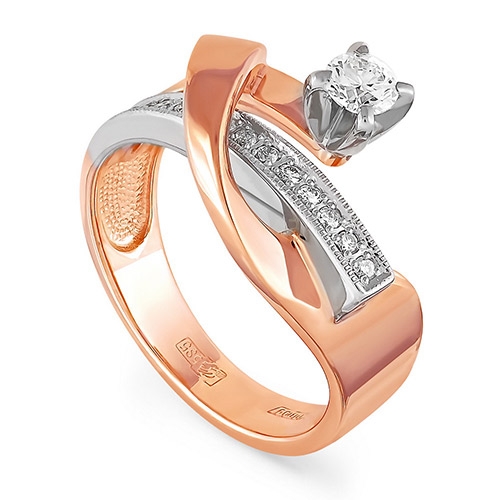 Помолвочное кольцо из красного золота 585 пробы с бриллиантами