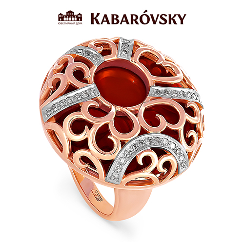 Ювелирный дом Kabarovsky Кольцо из красного золота 585 пробы с бриллиантами