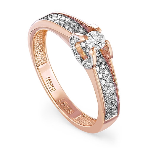 Помолвочное кольцо из красного золота 585 пробы с бриллиантами