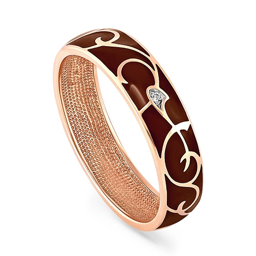 Обручальное кольцо из красного золота 585 пробы с бриллиантами и эмалью