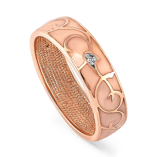 Обручальное кольцо из красного золота 585 пробы с бриллиантами и эмалью