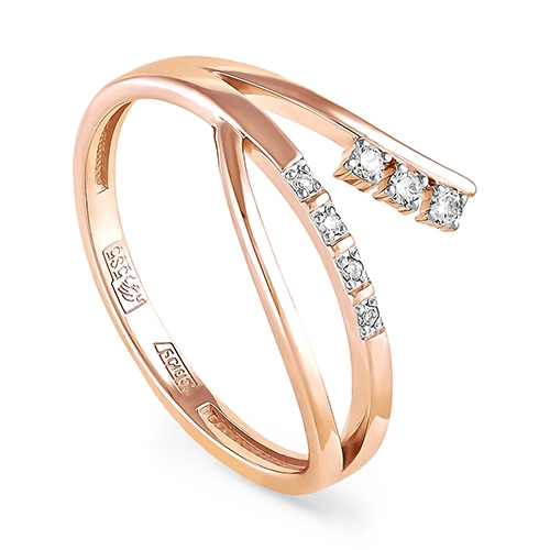 Женское кольцо из красного золота 585 пробы c бриллиантом