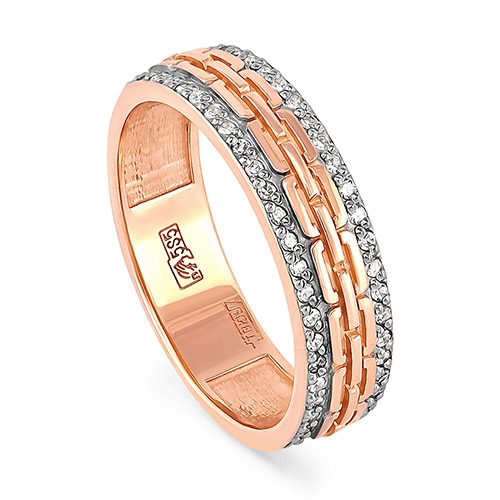 Обручальное кольцо из красного золота 585 пробы с бриллиантами