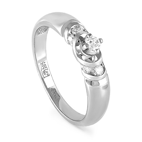 Помолвочное кольцо из белого золота 585 пробы с бриллиантами