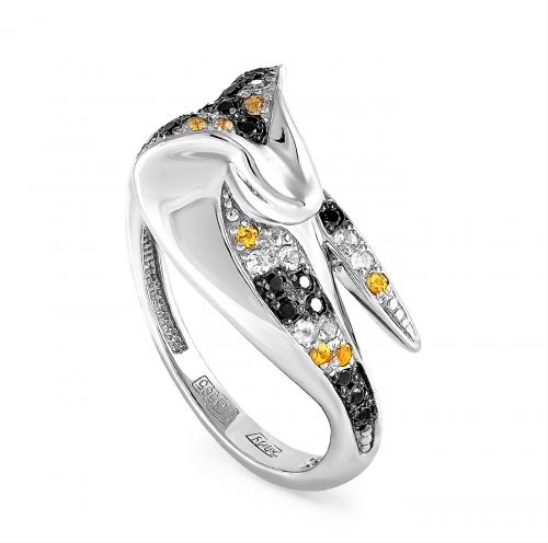 Женское кольцо из белого золота 585 пробы c сапфиром, бриллиантом