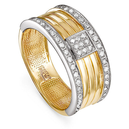 Мужское кольцо из желтого/лимонного золота 585 пробы с бриллиантами