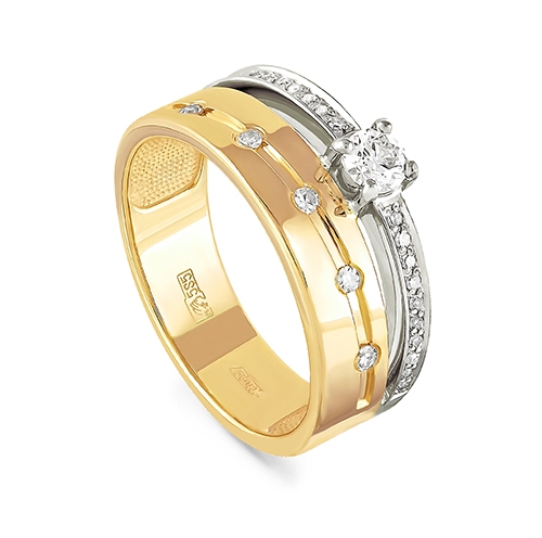 Помолвочное кольцо из желтого/лимонного золота 585 пробы с бриллиантами