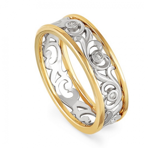 Обручальное кольцо из желтого/лимонного золота 585 пробы с бриллиантами