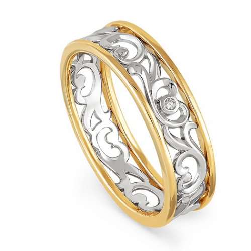 Обручальное кольцо из желтого/лимонного золота 585 пробы с бриллиантом