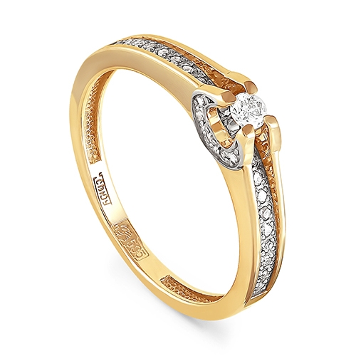 Помолвочное кольцо из желтого/лимонного золота 585 пробы с бриллиантами