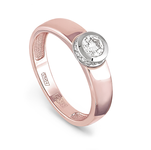 Кольцо из розового и белого золота 585 пробы с бриллиантами