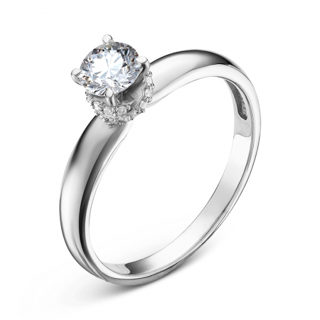 Ювелирная компания «ТИТУЛ» Женское кольцо из белого золота c бриллиантом