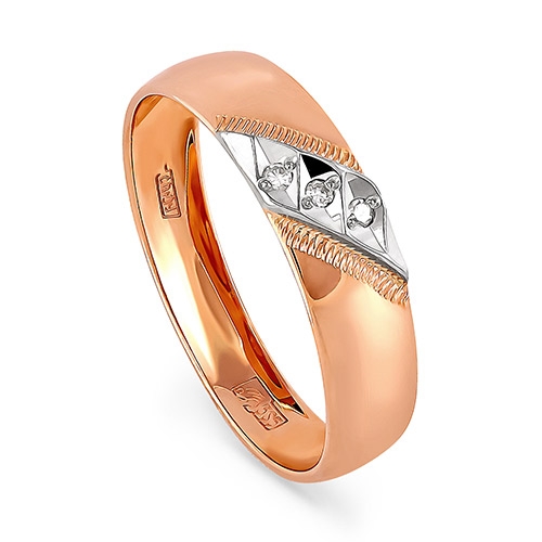 Обручальное кольцо из красного золота 585 пробы с бриллиантами
