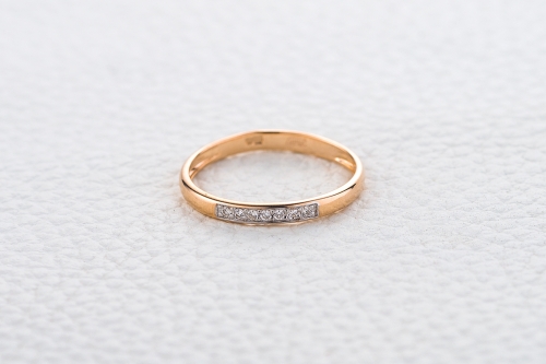 Ювелирный завод NEWGOLD Обручальное кольцо с 7 бриллиантами из красного золота