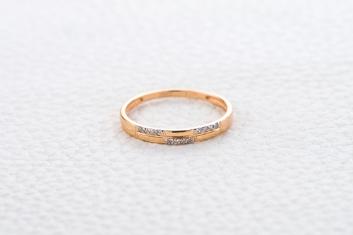 Ювелирный завод NEWGOLD Обручальное кольцо с 12 бриллиантами из красного золота