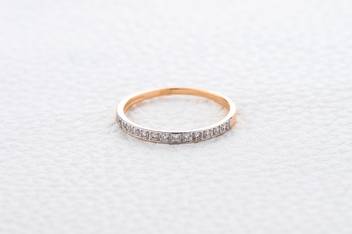 Ювелирный завод NEWGOLD Обручальное кольцо с 13 бриллиантами из красного золота