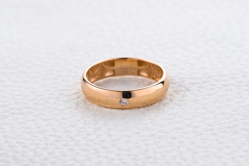Ювелирный завод NEWGOLD Обручальное кольцо с бриллиантом из красного золота