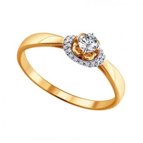Помолвочное кольцо из жёлтого золота с бриллиантами