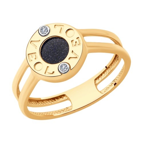 SOKOLOV Кольцо из золота с родированием с бриллиантами и авантюрином
