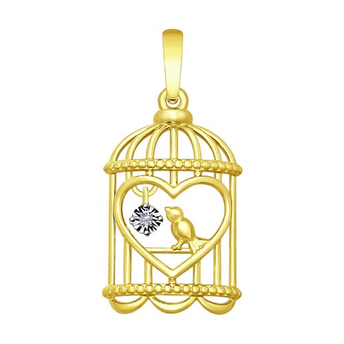 SOKOLOV Подвеска из комбинированного золота с алмазной гранью с бриллиантом