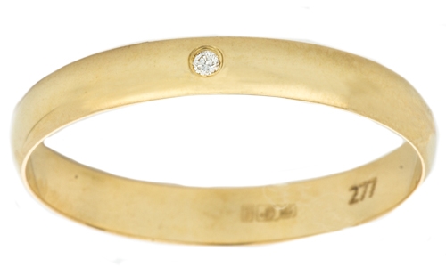 Обручальное кольцо из жёлтого золота с бриллиантом