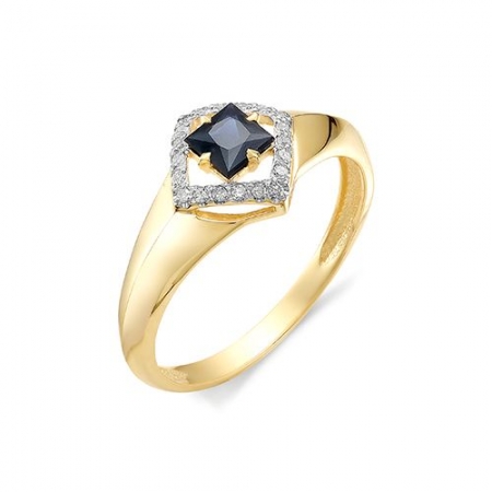 11963-302 кольцо из желтого золота с сапфиром и бриллиантом
