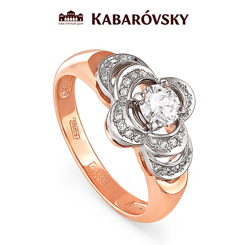 Ювелирный дом Kabarovsky Кольцо из красного золота 585 пробы с бриллиантом