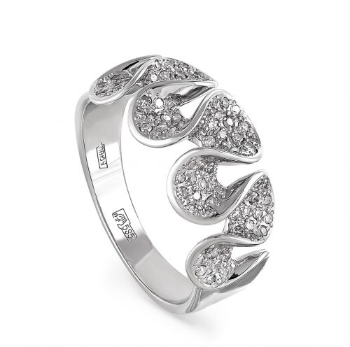 Женское кольцо из белого золота 585 пробы c бриллиантами