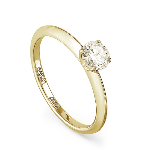 Женское кольцо из желтого золота с бриллиантом Шампань