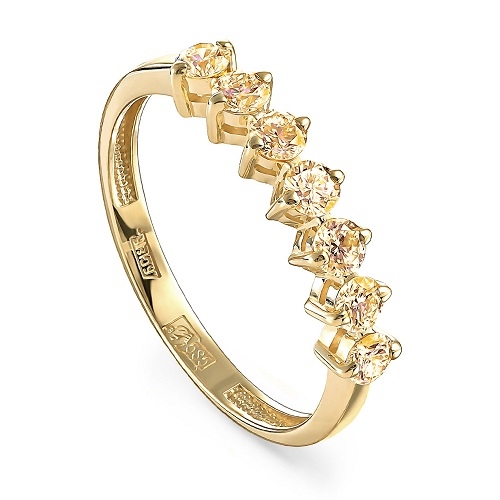 Женское кольцо из желтого золота с бриллиантом Шампань