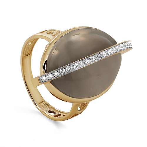 Женское кольцо из желтого золота с улекситом и бриллиантом