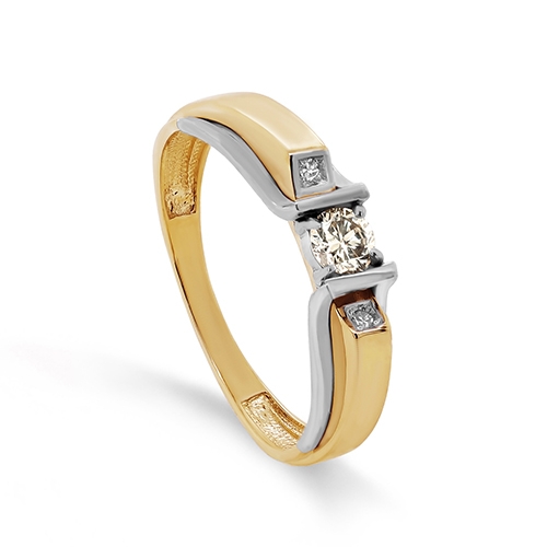 Женское кольцо из желтого золота 585 пробы c бриллиантами