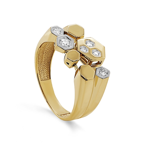 Женское кольцо из желтого золота 585 пробы c бриллиантом