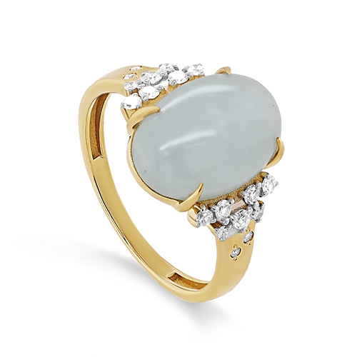 Женское кольцо из желтого золота 585 пробы c аквамарином, бриллиантом