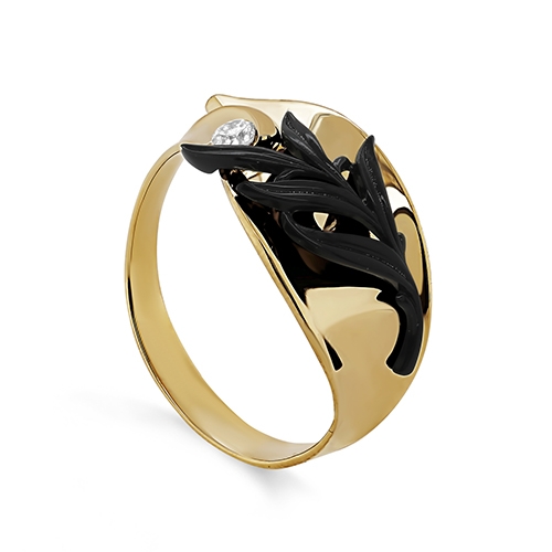 Женское кольцо из желтого золота 585 пробы c бриллиантом