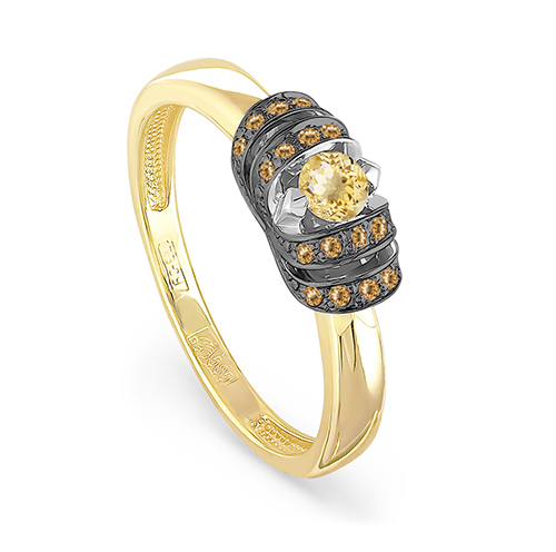 Кольцо из желтого/лимонного золота 585 пробы с бриллиантами