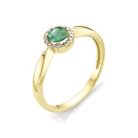 11063-301* женское кольцо из желтого золота с изумрудомом и бриллиантом