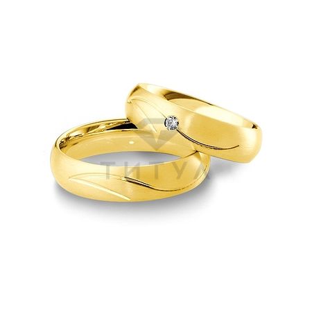 Т-27856 золотые парные обручальные кольца (ширина 5 мм.) (цена за пару)